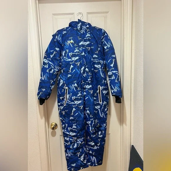 AFILOK kids winter overalls ski suit Blue and White Snowsuit Youth - Picture 9 of 15